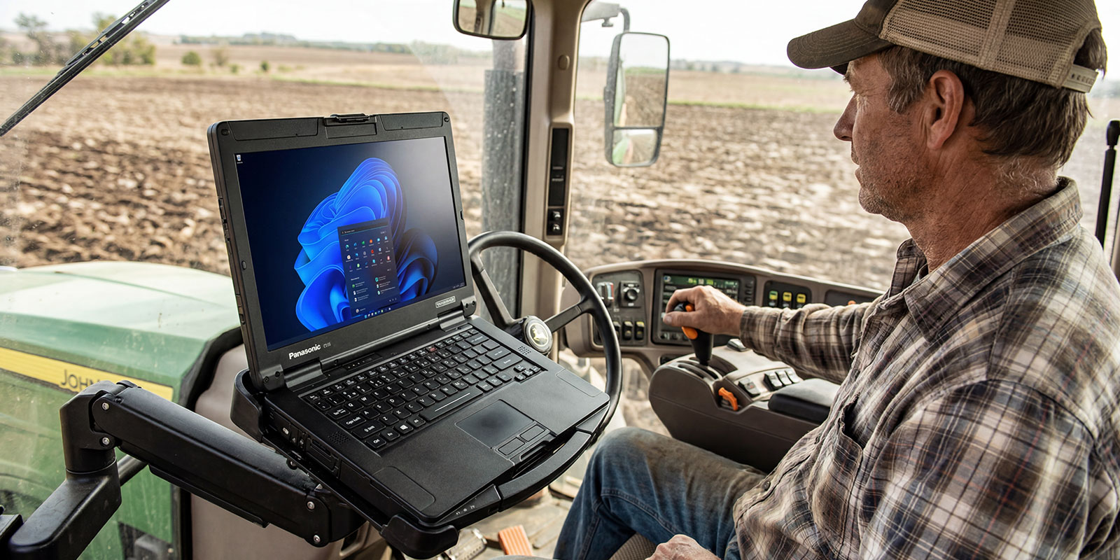 laptop in tractor