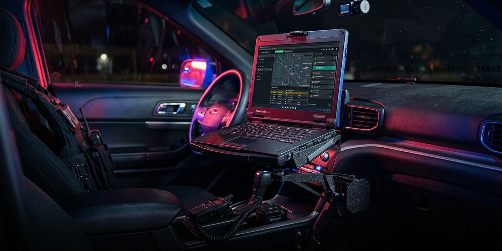 laptop in car with lightning