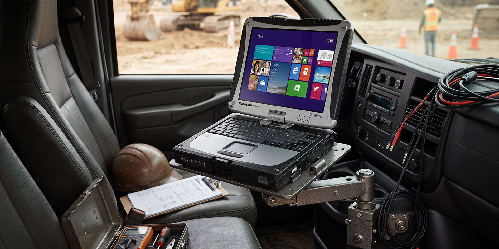 laptop connected in truck