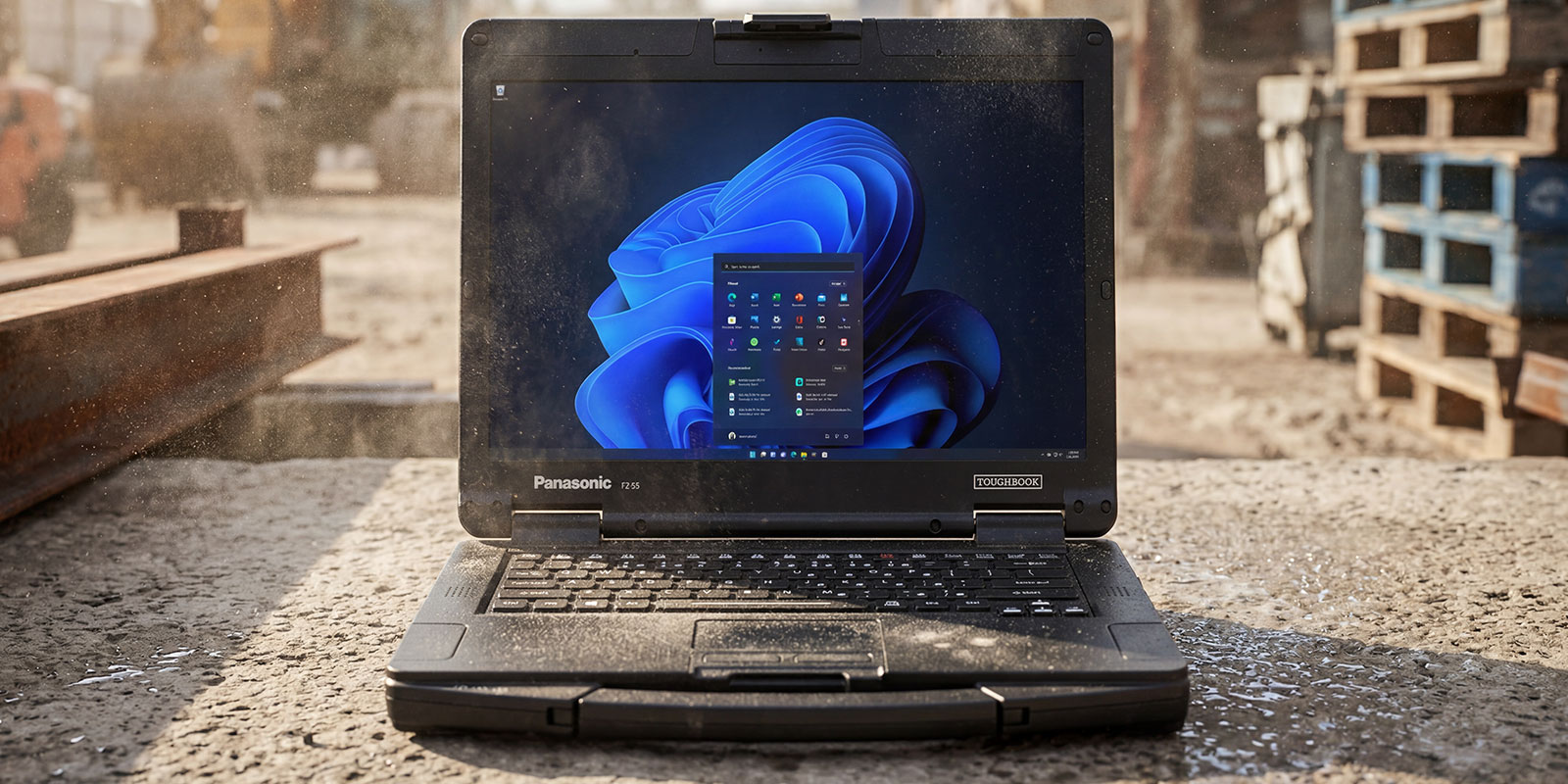 laptop surrounded with dust