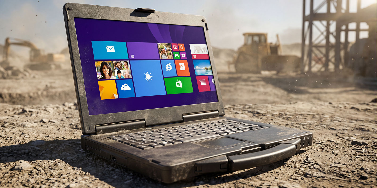 laptop in mud area