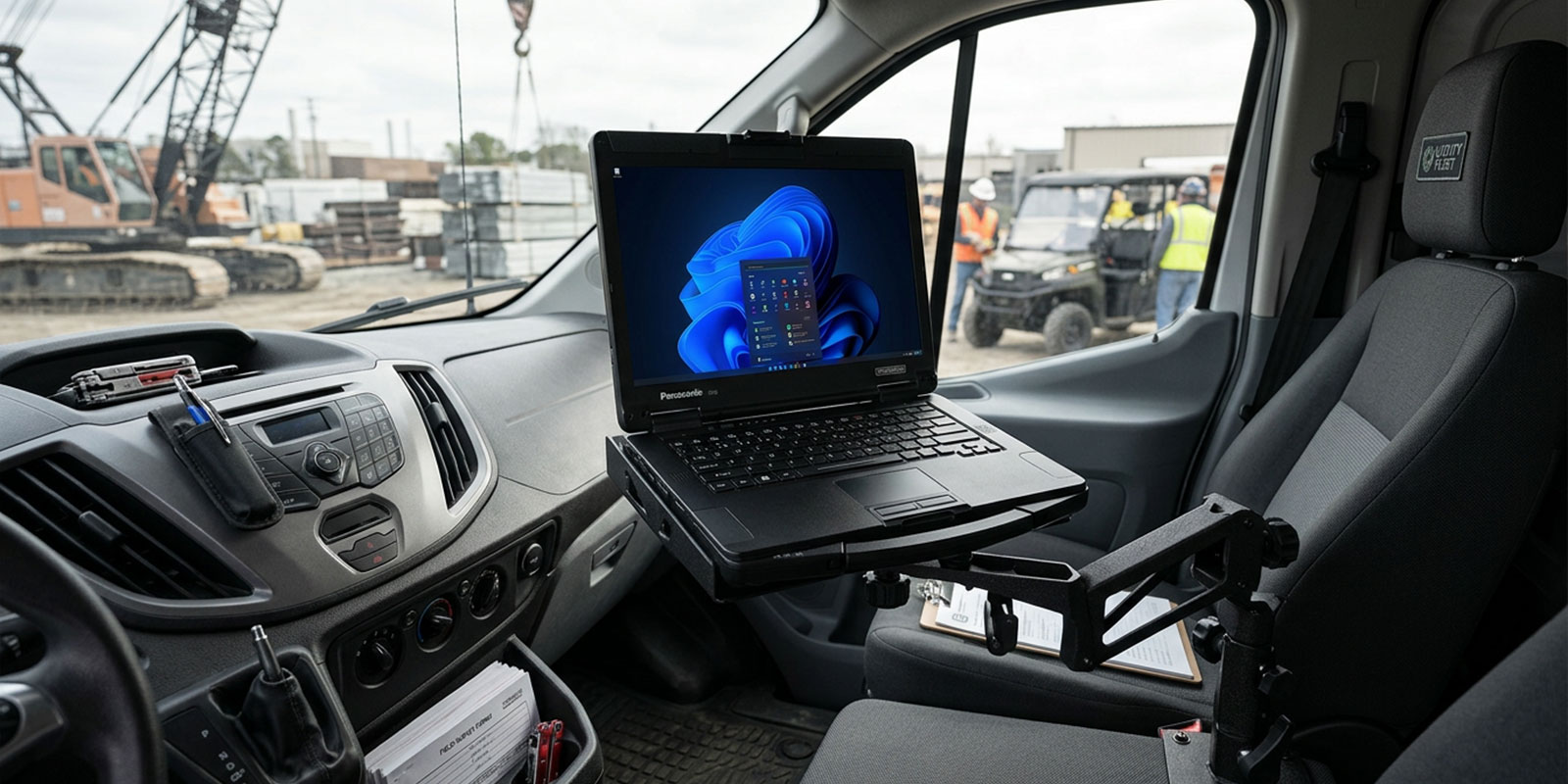 laptop fitted in truck