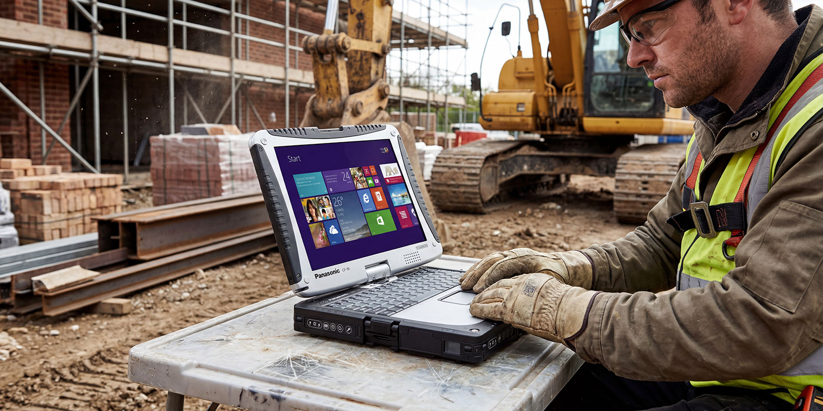 laptop in field work