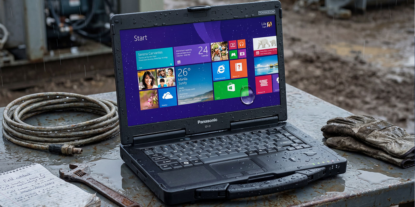 laptop in rain time