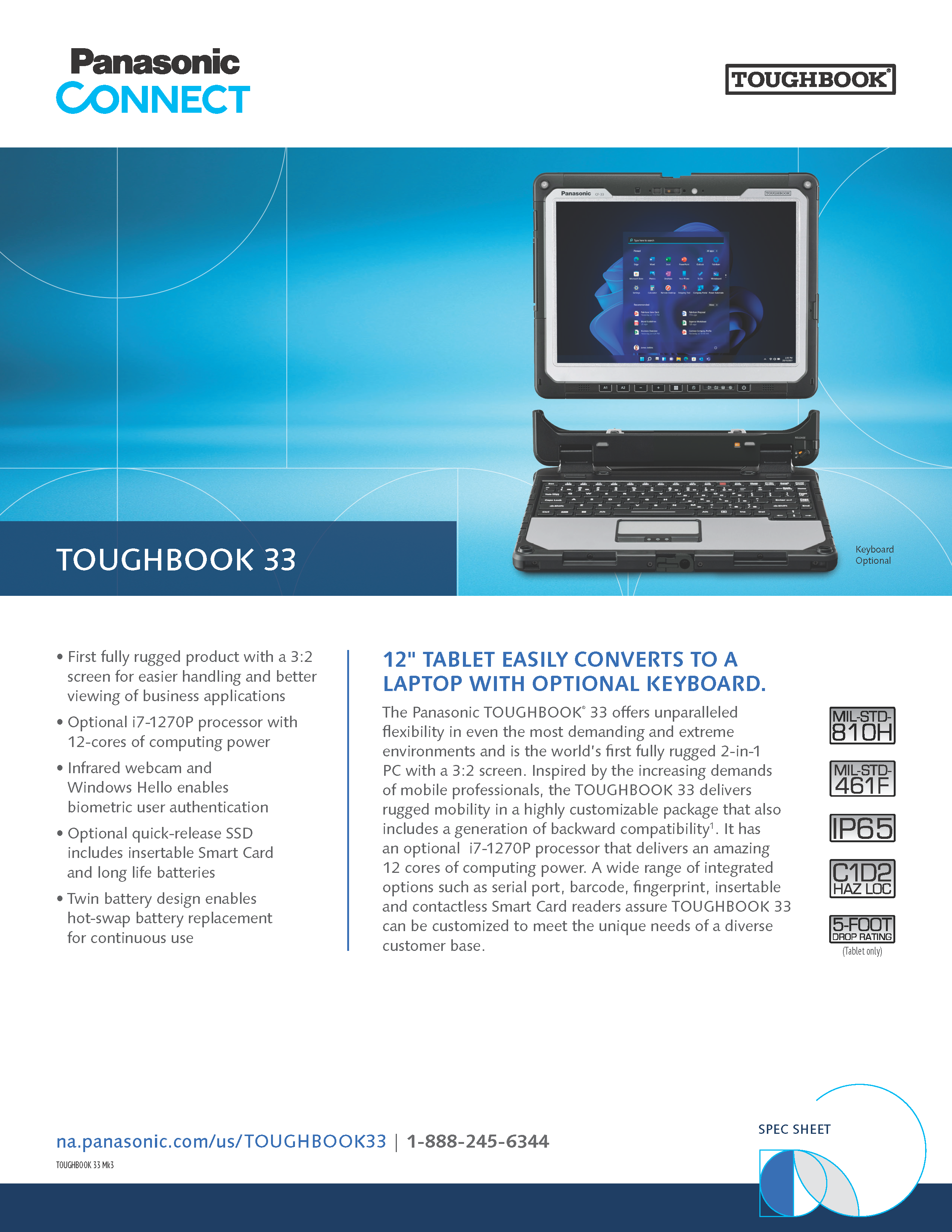 thumbnail image 2 of Panasonic Toughbook CF-33 Fully Configurable – Core I5 16GB RAM, 4G/LTE, GPS, Dual-CAM 2 of 6